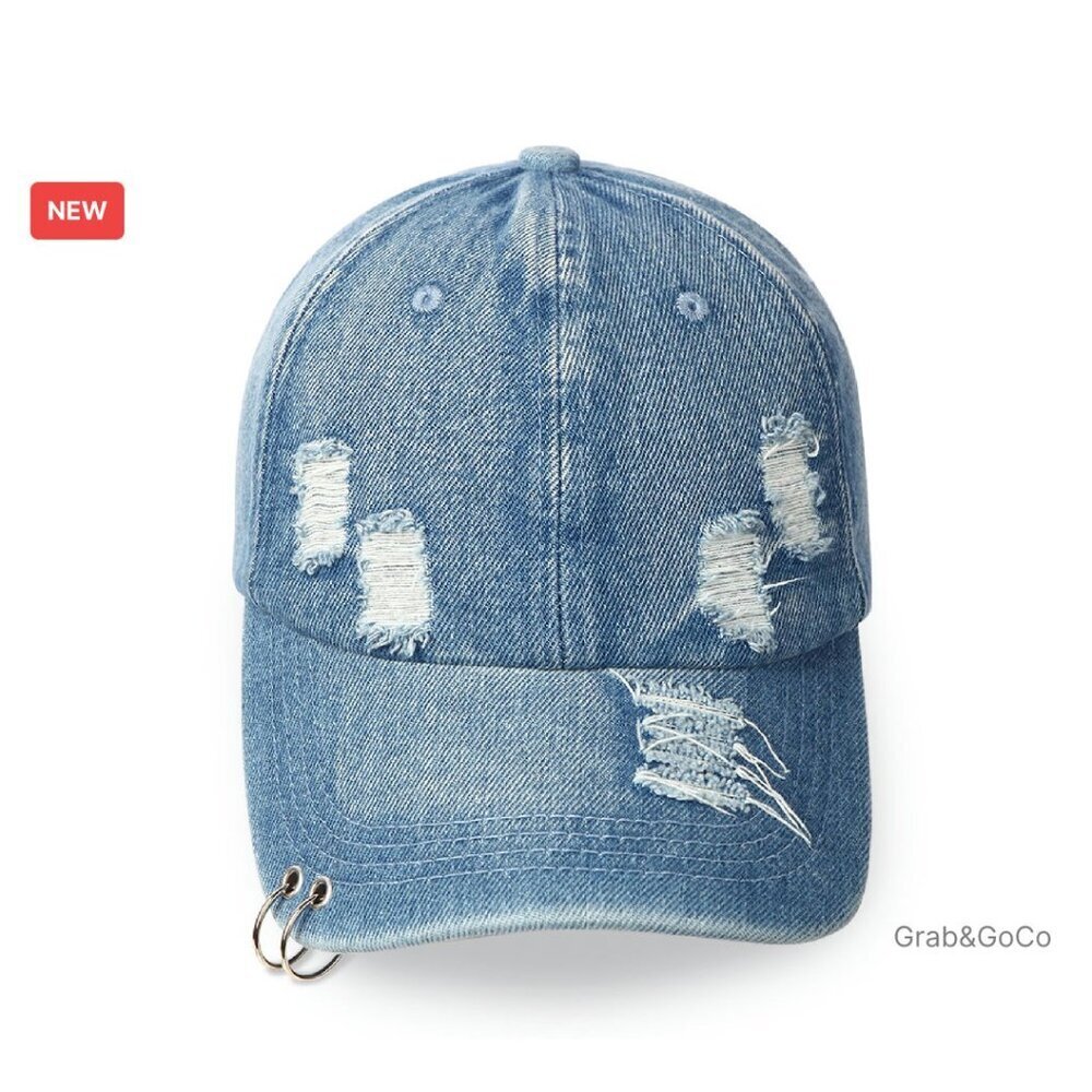 Vintage Distressed Denim Baseball Cap Adjustable Clip Universal Fit Retro Y2K